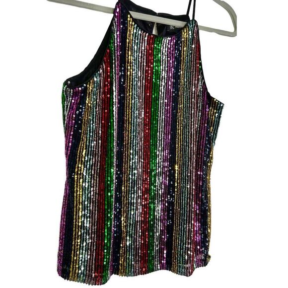 INC Rainbow Sequin Top Medium - Picture 5 of 11